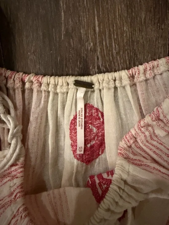 Free People Cream Tank with Pink Embroidered Detail - Picture 3 of 4